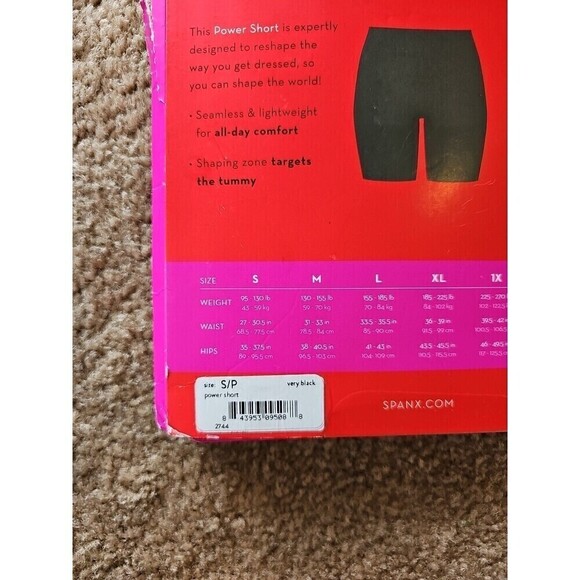 Spanx Women's Power Short Mid Thigh Shaper Short Black Size Small NEW $36 - Picture 3 of 5